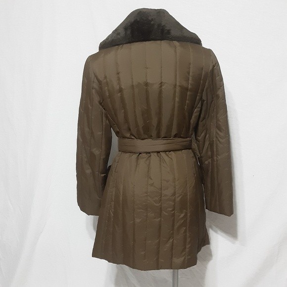 Vintage Mar Faye Quilted Puffer Belted Trench Coat Sz 16 Fits Small Winter Chic - Picture 6 of 13